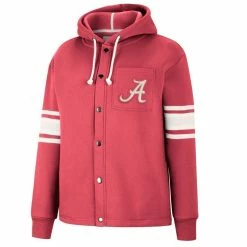 Colosseum Women's Crimson Alabama Crimson Tide Mia Striped Full-Snap Hoodie Jacket -Nike Sales Store DSCO1151536415 2840 ALT2