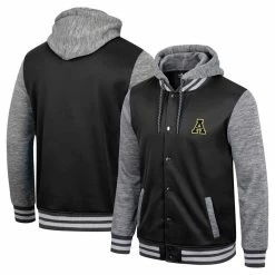Colosseum Men's Black Appalachian State Mountaineers Robinson Hoodie Full-Snap Jacket