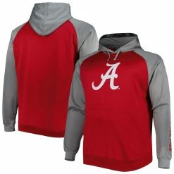 Profile Men's Crimson Alabama Crimson Tide Big & Tall Raglan Fleece Pullover Hoodie