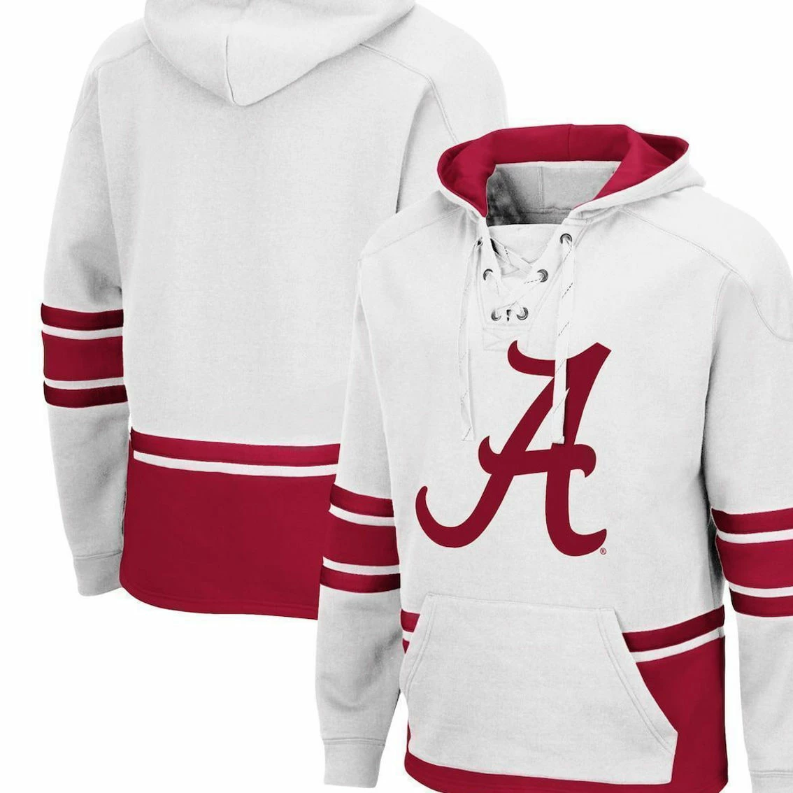 Colosseum Men's White Alabama Crimson Tide Lace Up 3.0 Pullover Hoodie 3 Colosseum Men's White Alabama Crimson Tide Lace Up 3.0 Pullover Hoodie