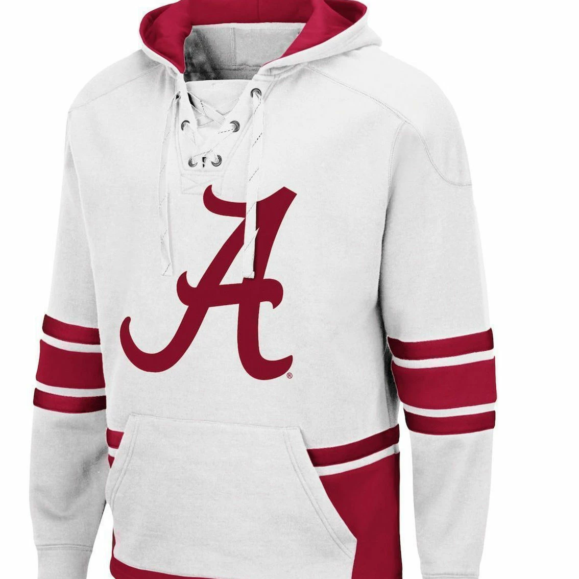 Colosseum Men's White Alabama Crimson Tide Lace Up 3.0 Pullover Hoodie 5 Colosseum Men's White Alabama Crimson Tide Lace Up 3.0 Pullover Hoodie - Image 3