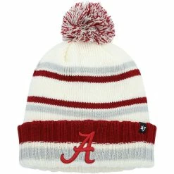 '47 Youth Cream Alabama Crimson Tide Driftway Cuffed Knit Hat With Pom