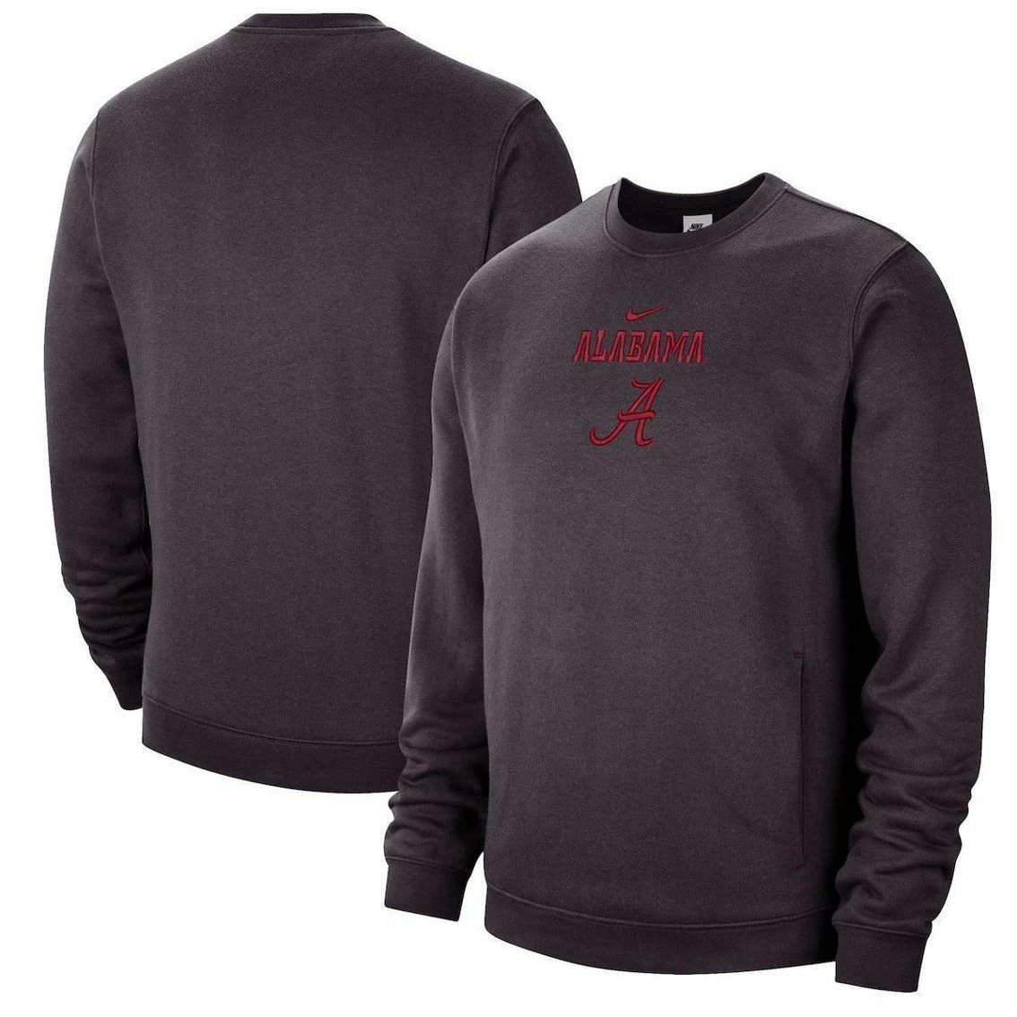 Nike Men's Charcoal Alabama Crimson Tide Campus Block Club Pullover Sweatshirt 4 Nike Men's Charcoal Alabama Crimson Tide Campus Block Club Pullover Sweatshirt - Image 2