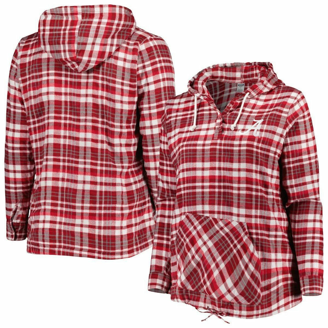 Profile Women's Crimson/Gray Alabama Crimson Tide Plus Size Mainstay Plaid Henley Raglan Pullover Hoodie 3 Profile Women's Crimson/Gray Alabama Crimson Tide Plus Size Mainstay Plaid Henley Raglan Pullover Hoodie