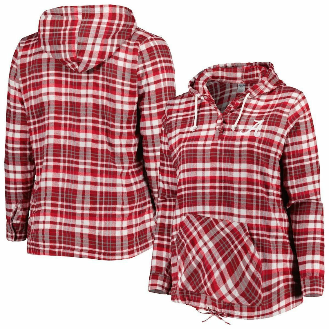 Profile Women's Crimson/Gray Alabama Crimson Tide Plus Size Mainstay Plaid Henley Raglan Pullover Hoodie 4 Profile Women's Crimson/Gray Alabama Crimson Tide Plus Size Mainstay Plaid Henley Raglan Pullover Hoodie - Image 2