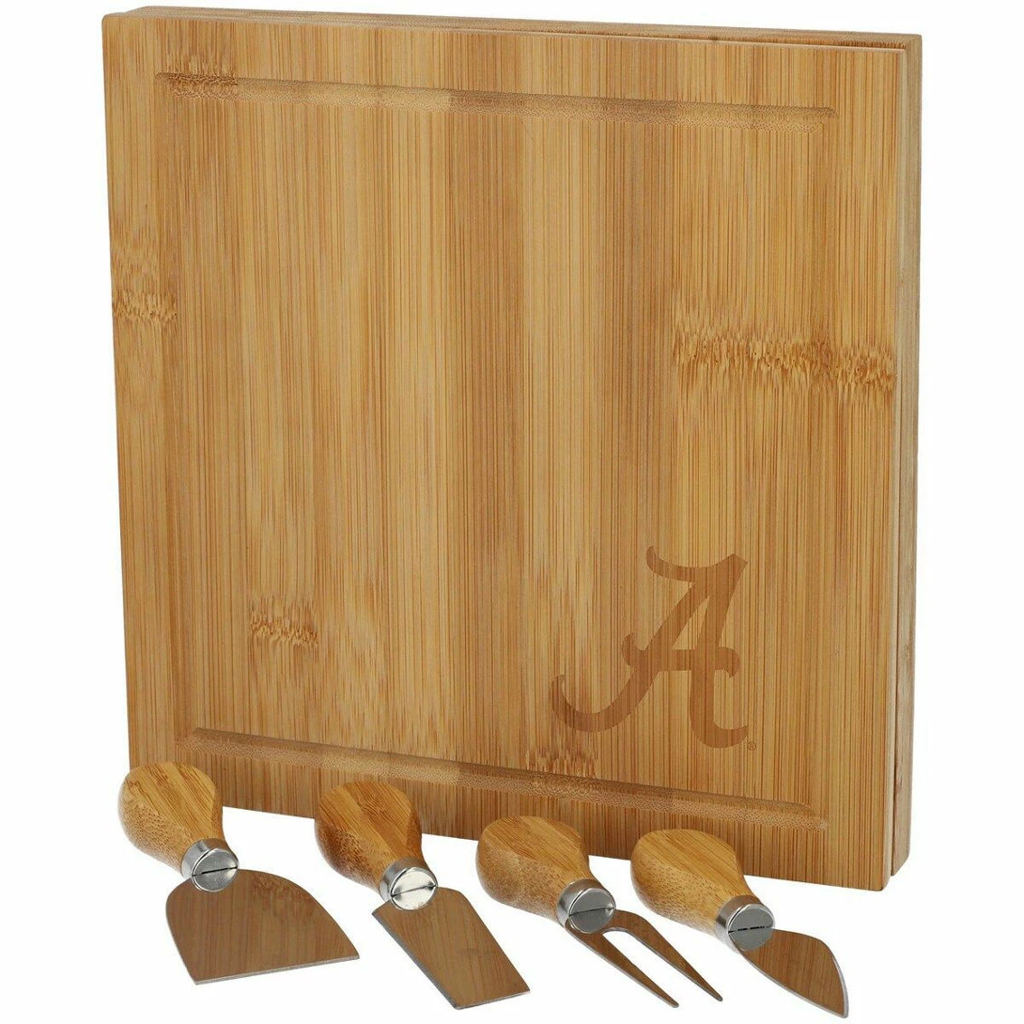 The Memory Company Alabama Crimson Tide Bamboo Cutting & Serving Board With Utensils Set 3 The Memory Company Alabama Crimson Tide Bamboo Cutting & Serving Board With Utensils Set