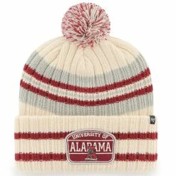 '47 Men's Natural Alabama Crimson Tide Hone Patch Cuffed Knit Hat With Pom