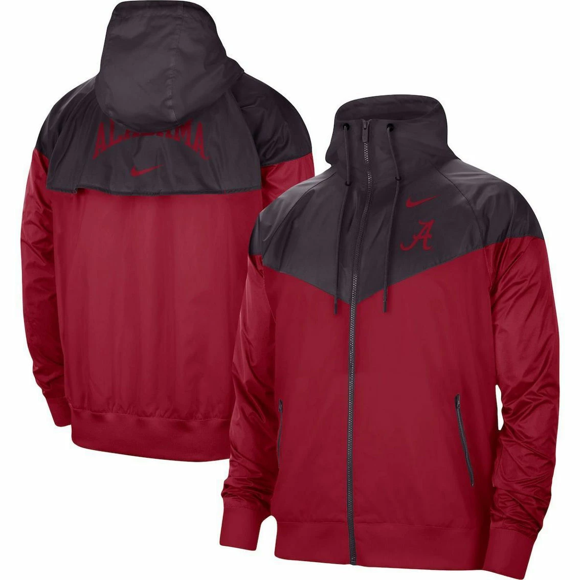 Nike Men's Charcoal/Crimson Alabama Crimson Tide Windrunner Raglan Full-Zip Jacket 4 Nike Men's Charcoal/Crimson Alabama Crimson Tide Windrunner Raglan Full-Zip Jacket - Image 2