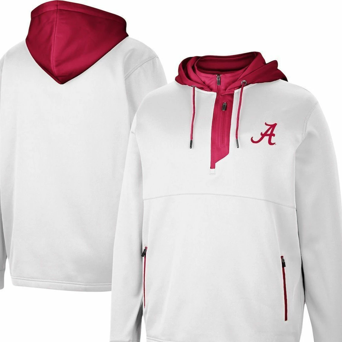 Colosseum Men's White Alabama Crimson Tide Luge 3.0 Quarter-Zip Hoodie 4 Colosseum Men's White Alabama Crimson Tide Luge 3.0 Quarter-Zip Hoodie - Image 2