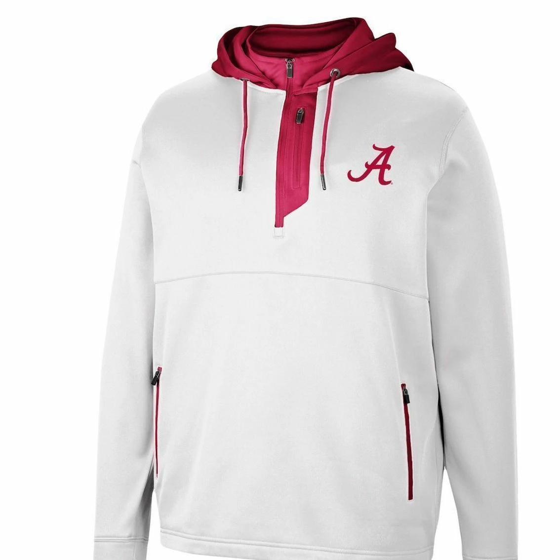 Colosseum Men's White Alabama Crimson Tide Luge 3.0 Quarter-Zip Hoodie 5 Colosseum Men's White Alabama Crimson Tide Luge 3.0 Quarter-Zip Hoodie - Image 3
