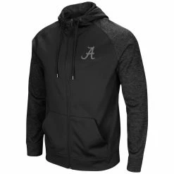 Colosseum Men's Black Alabama Crimson Tide Blackout 3.0 Tonal Raglan Full-Zip Hoodie -Nike Sales Store DSCO1153019477 1007 ALT2