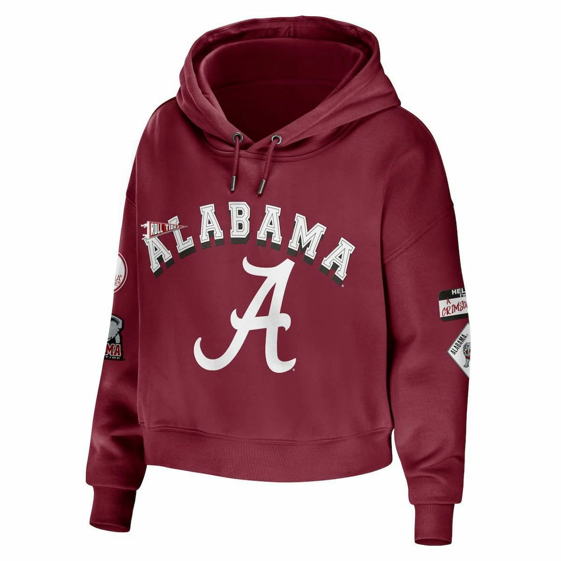 WEAR By Erin Andrews Women's Crimson Alabama Crimson Tide Mixed Media Cropped Pullover Hoodie 5 WEAR By Erin Andrews Women's Crimson Alabama Crimson Tide Mixed Media Cropped Pullover Hoodie - Image 3