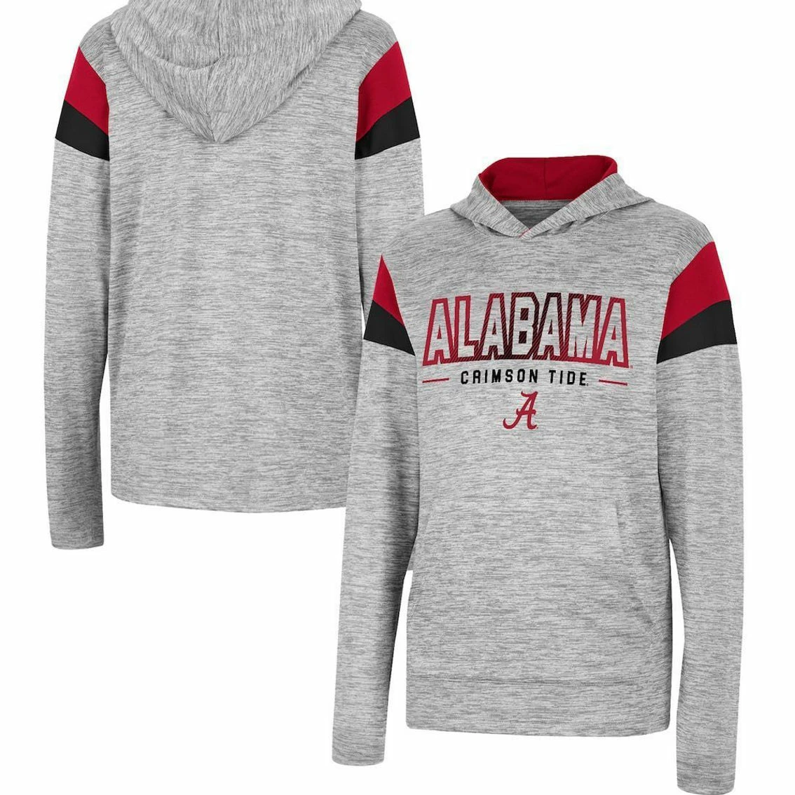 Colosseum Youth Heather Gray Alabama Crimson Tide Tartookas Long Sleeve Hoodie T-Shirt 4 Colosseum Youth Heather Gray Alabama Crimson Tide Tartookas Long Sleeve Hoodie T-Shirt - Image 2