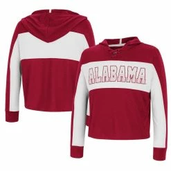Colosseum Girls Youth Crimson Alabama Crimson Tide Galooks Hoodie Lace-Up Long Sleeve T-Shirt