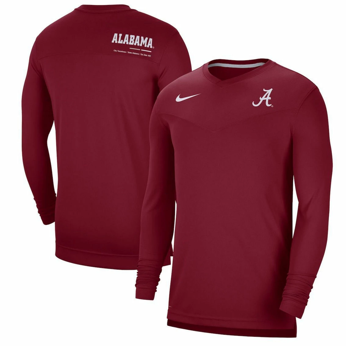 Nike Men's Crimson Alabama Crimson Tide 2022 Coach Performance Long Sleeve V-Neck T-Shirt 4 Nike Men's Crimson Alabama Crimson Tide 2022 Coach Performance Long Sleeve V-Neck T-Shirt - Image 2