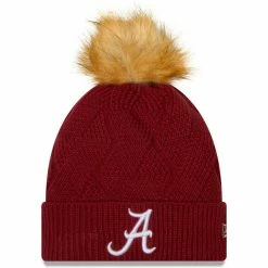 New Era Women's Crimson Alabama Crimson Tide Snowy Cuffed Knit Hat With Pom