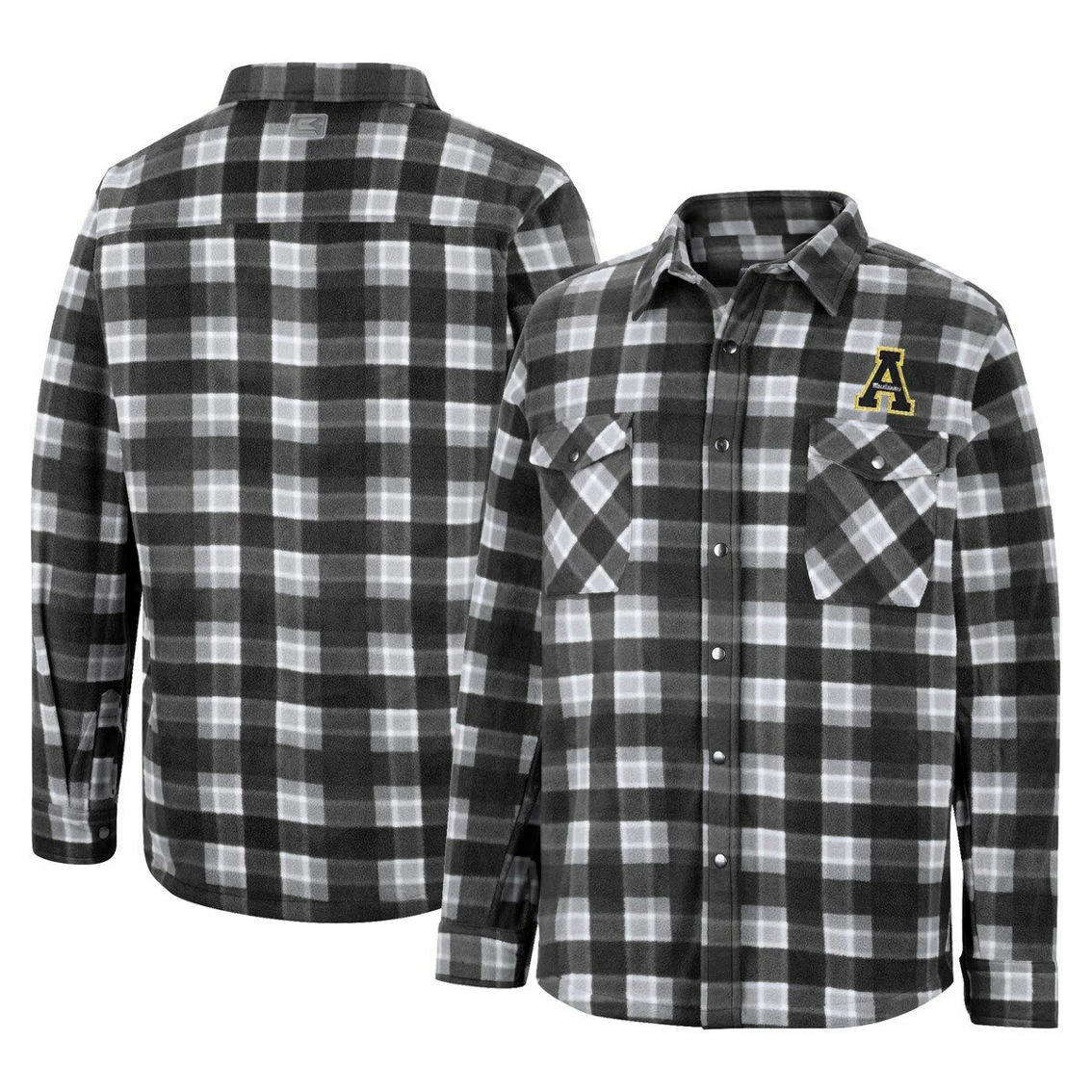 Men's Colosseum Black/White Appalachian State Mountaineers Ellis Plaid Full-Snap Shirt Jacket 4 Men's Colosseum Black/White Appalachian State Mountaineers Ellis Plaid Full-Snap Shirt Jacket - Image 2