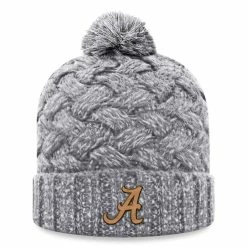 Top Of The World Women's Heather Gray Alabama Crimson Tide Arctic Cuffed Knit Hat With Pom