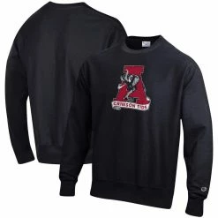 Champion Men's Black Alabama Crimson Tide Vault Logo Reverse Weave Pullover Sweatshirt