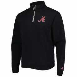 League Collegiate Wear Men's Black Alabama Crimson Tide Stack Essential Fleece Quarter-Zip Sweatshirt -Nike Sales Store DSCO1153112770 1007 ALT2