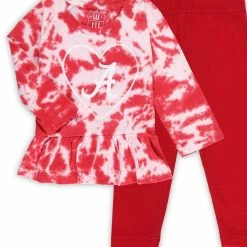 Wes & Willy Girls Infant Crimson Alabama Crimson Tide Tie-Dye Ruffle Raglan Long Sleeve T-Shirt & Leggings Set