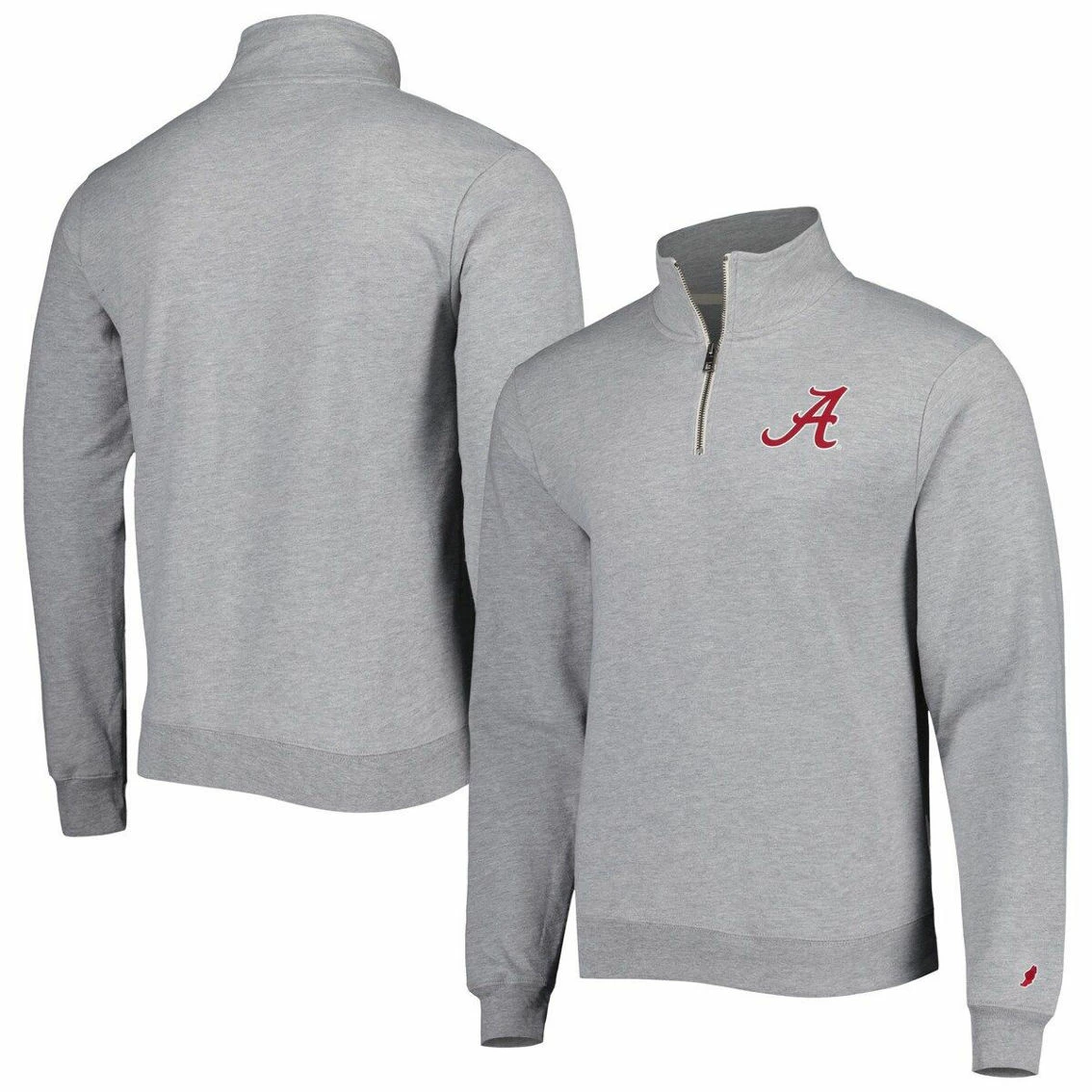League Collegiate Wear Men's Heather Gray Alabama Crimson Tide Stack Essential Fleece Quarter-Zip Sweatshirt 4 League Collegiate Wear Men's Heather Gray Alabama Crimson Tide Stack Essential Fleece Quarter-Zip Sweatshirt - Image 2