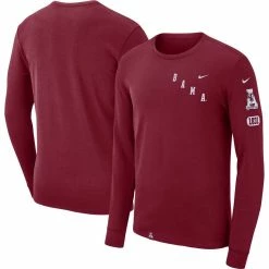 Nike Men's Crimson Alabama Crimson Tide Repeat Logo 2-Hit Long Sleeve T-Shirt