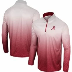 Colosseum Men's White/Crimson Alabama Crimson Tide Laws Of Physics Quarter-Zip Windshirt
