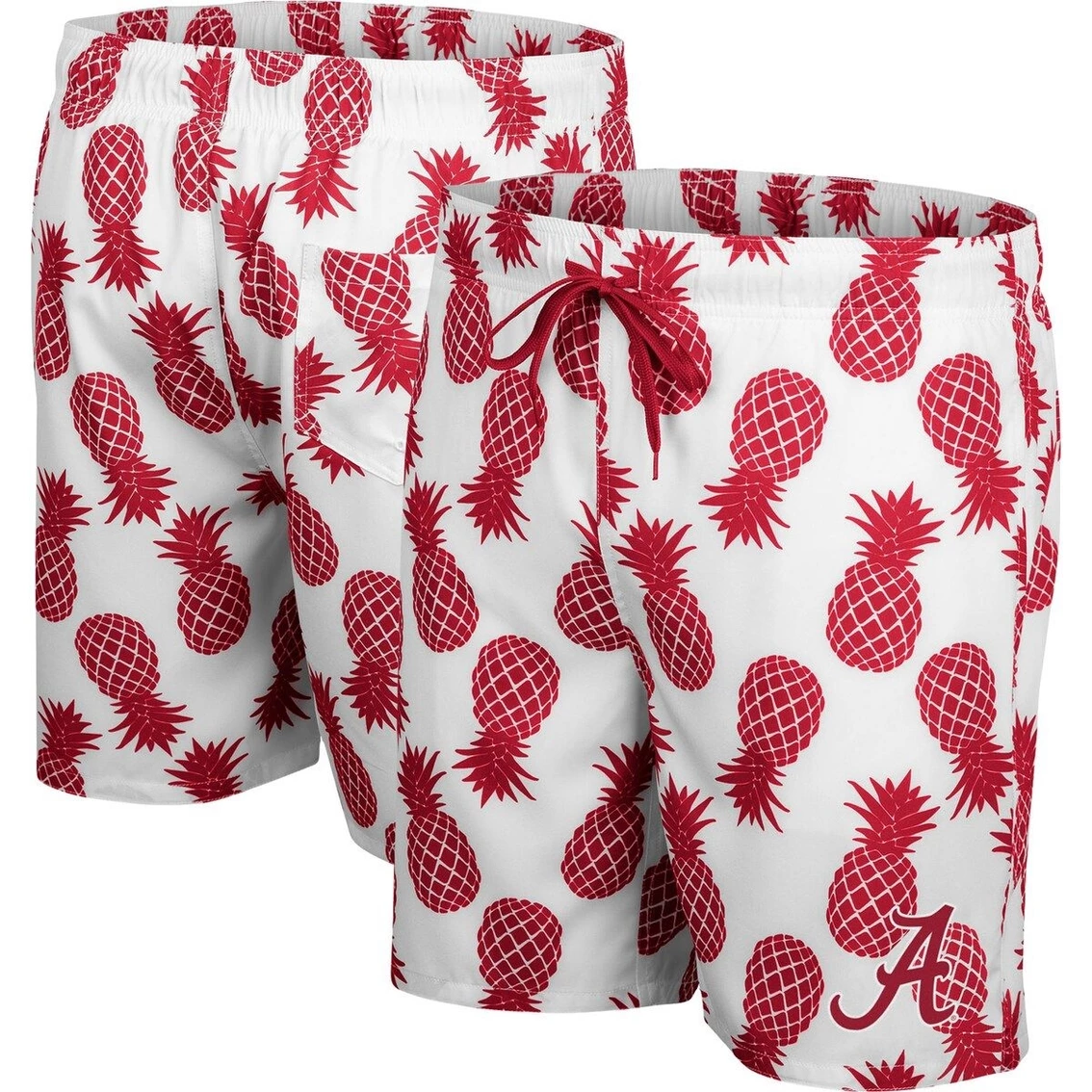Colosseum Men's White/Crimson Alabama Crimson Tide Pineapple Swim Shorts 3 Colosseum Men's White/Crimson Alabama Crimson Tide Pineapple Swim Shorts