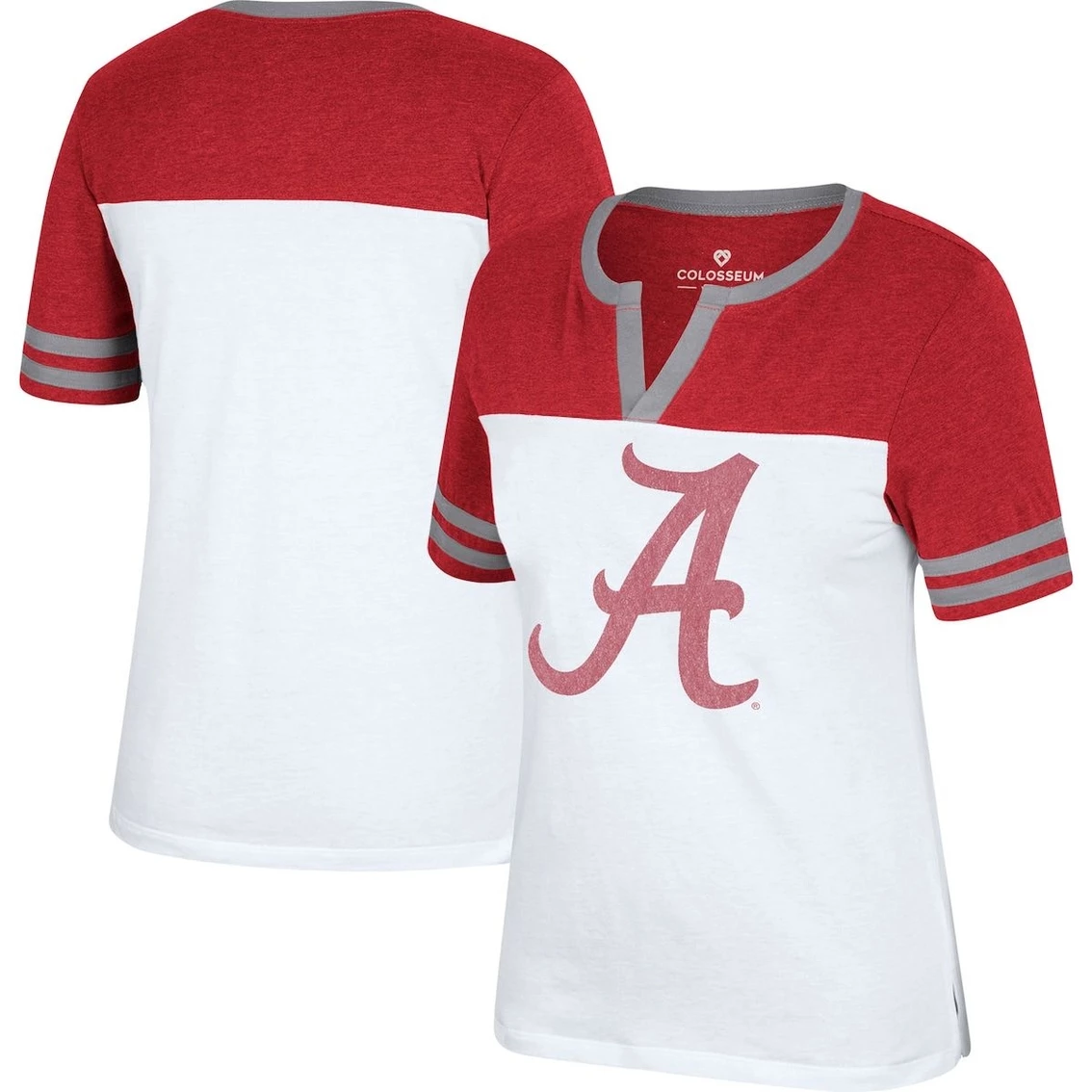 Colosseum Women's White/Crimson Alabama Crimson Tide Frost Yourself Notch Neck T-Shirt 4 Colosseum Women's White/Crimson Alabama Crimson Tide Frost Yourself Notch Neck T-Shirt - Image 2
