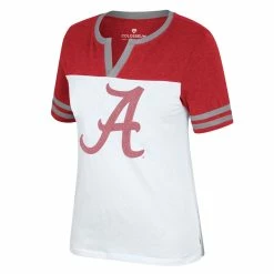 Colosseum Women's White/Crimson Alabama Crimson Tide Frost Yourself Notch Neck T-Shirt 8 Colosseum Women's White/Crimson Alabama Crimson Tide Frost Yourself Notch Neck T-Shirt -Nike Sales Store DSCO1160509038 3550 ALT2