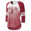 G-III 4Her By Carl Banks Women's White/Crimson Alabama Crimson Tide Lead Off Ombre Raglan 3/4-Sleeve V-Neck T-Shirt