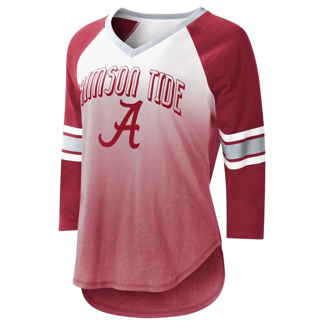 G-III 4Her By Carl Banks Women's White/Crimson Alabama Crimson Tide Lead Off Ombre Raglan 3/4-Sleeve V-Neck T-Shirt 3 G-III 4Her By Carl Banks Women's White/Crimson Alabama Crimson Tide Lead Off Ombre Raglan 3/4-Sleeve V-Neck T-Shirt