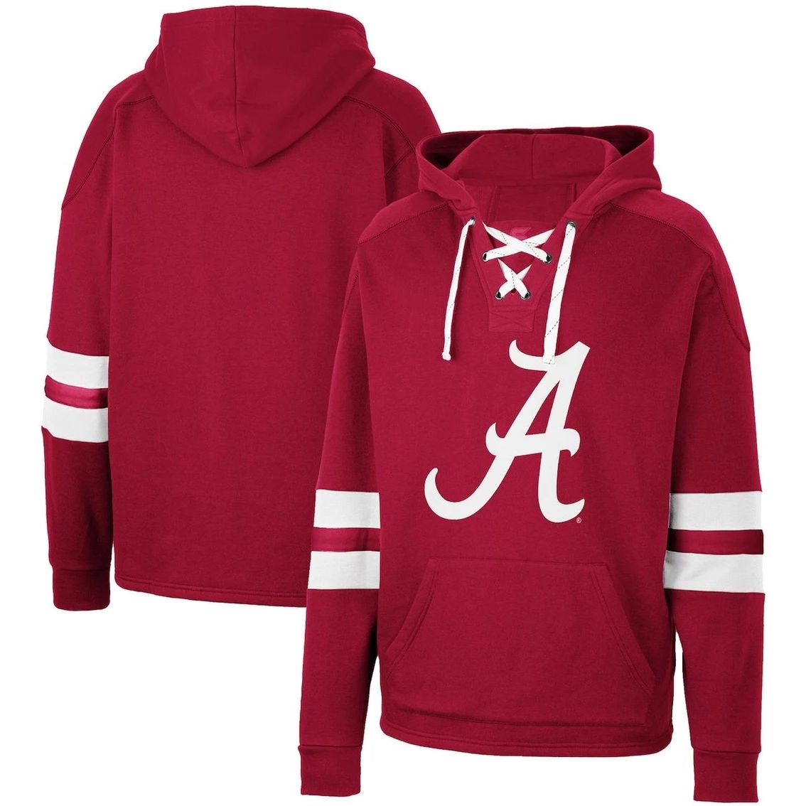 Colosseum Men's Crimson Alabama Crimson Tide Lace-Up 4.0 Pullover Hoodie 3 Colosseum Men's Crimson Alabama Crimson Tide Lace-Up 4.0 Pullover Hoodie