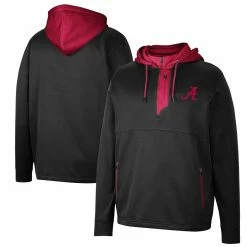 Colosseum Men's Black Alabama Crimson Tide Luge 3.0 Quarter-Zip Hoodie