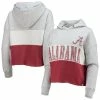 '47 Women's Heathered Gray/Heathered Crimson Alabama Crimson Tide Lizzy Colorblocked Cropped Pullover Hoodie -Nike Sales Store DSCO1161602541 1927