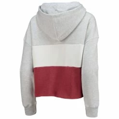 '47 Women's Heathered Gray/Heathered Crimson Alabama Crimson Tide Lizzy Colorblocked Cropped Pullover Hoodie -Nike Sales Store DSCO1161602541 1927 ALT3