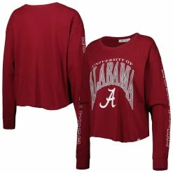 '47 Women's Crimson Alabama Crimson Tide Parkway II Cropped Long Sleeve T-Shirt
