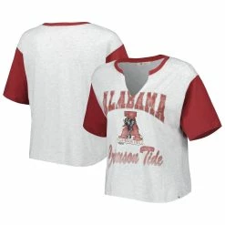 '47 Women's White/Crimson Alabama Crimson Tide Dolly Cropped V-Neck T-Shirt